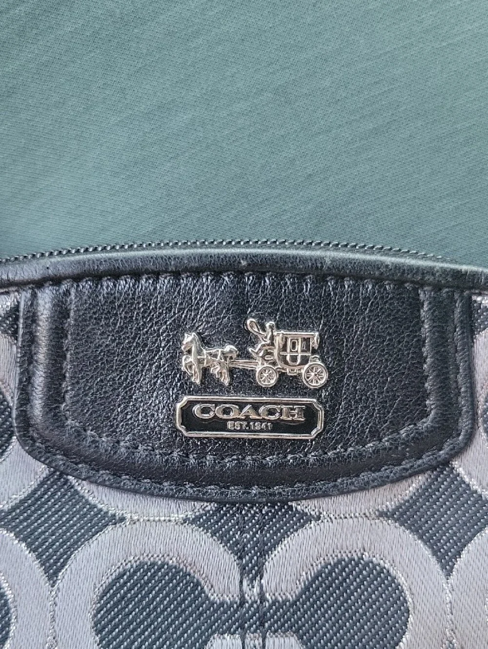 Coach Madison Black and Gray Signature Cosmetic Pouch